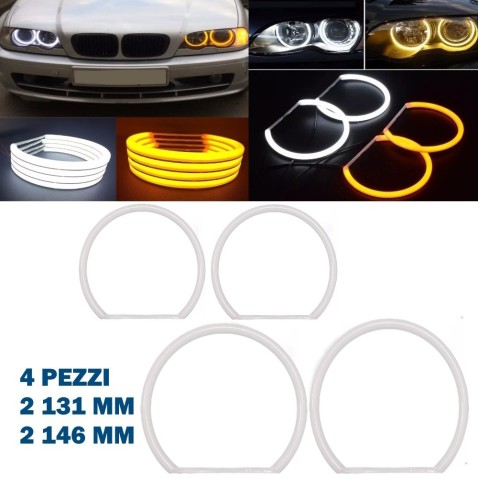 Kit Angel Eyes Led Cotton 2 x 131 mm 2 x 146 mm Bianco Arancio 4 Pezzi Tagliati Diurna Indicatore di Direzione