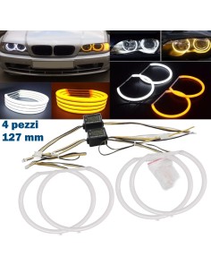 Kit Angel Eyes Led Cotton 127 mm Bianco Arancio 4 Pezzi Tagliati Diurna Indicatore di Direzione