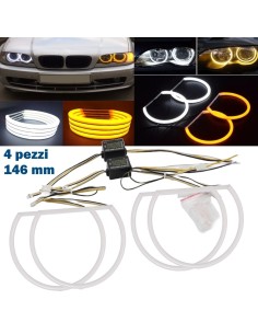 Kit Angel Eyes Led Cotton 146 mm Bianco Arancio 4 Pezzi Tagliati Diurna Indicatore di Direzione