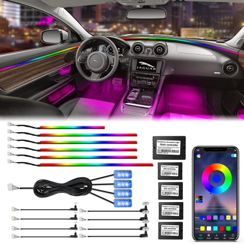 MAGIC Kit 18 Pezzi RGB Acrylic LED Symphony Light Interni Auto Decorativa con Effetti Fibra Ottica Cruscotto Luce Ambiente