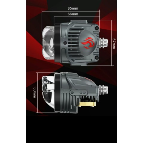 Proiettore Lenticolare 2 Pollici LED più Laser 55W Faro Lente Ultra Compatto Moto Auto