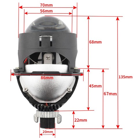 Proiettore Lenticolare 2,5 Pollici LED Bi-Led 55w Faro Lente Compatto Senza Centralina