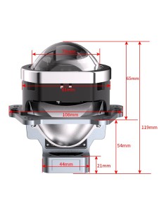 Proiettore Lenticolare Quadrato 3 Pollici LED Bi-Led + Laser 70w Faro Lente Compatto Senza Centralina 2