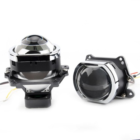 Proiettore Lenticolare Quadrato 3 Pollici LED Bi-Led + Laser 70w Faro Lente Compatto Senza Centralina