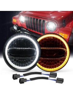 Fari Anteriori Dx E Sx Led 7 Pollici Bi-led 108W Angel Bianco E Led Arancio Per Freccia