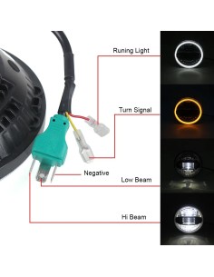 Fari Anteriori Dx E Sx Led 7 Pollici Bi-led 108W Angel Bianco E Led Arancio Per Freccia 2