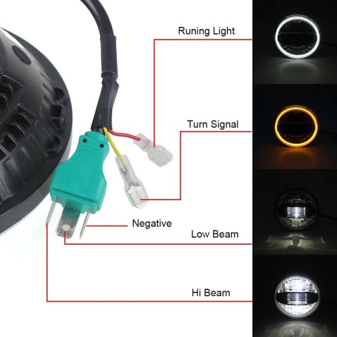Fari Anteriori Dx E Sx Led 7 Pollici Bi-led 108W Angel Bianco E Led Arancio Per Freccia