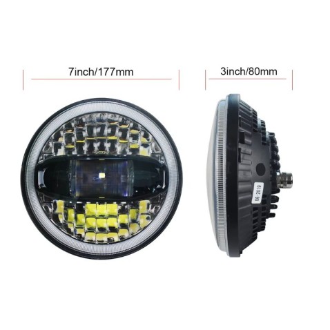 Fari Anteriori Dx E Sx Led 7 Pollici Bi-led 108W Angel Bianco E Led Arancio Per Freccia