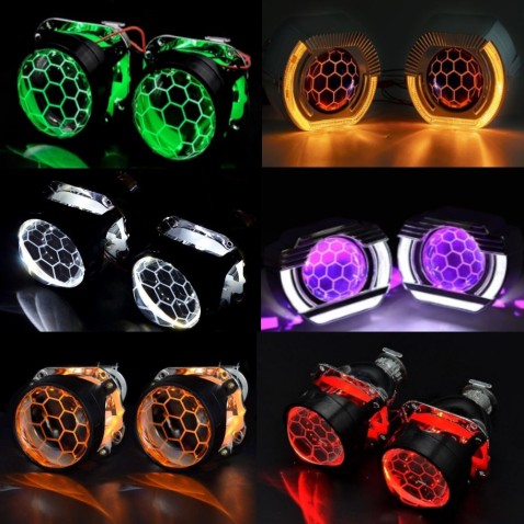 Proiettore Lenticolare 2,5- Nido D\'Api HID Bi-Xenon H1 h7 h4 Retrofit Ragnatela