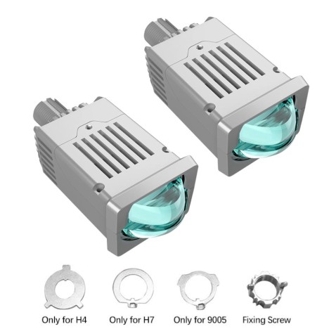 Proiettore Lenticolare 2 Pollici Bi-LED 55W Faro Lente Ultra Compatto Moto Auto Quadrato Anabbagliante Abbagliante