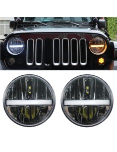 Fanali LED 7- Pollici 6000K DRL e Freccia Omologato 55W Wrangler Harley Moto Quad