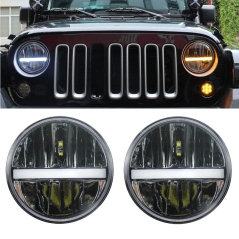 Fanali LED 7- Pollici 6000K DRL e Freccia Omologato 55W Wrangler Harley Moto Quad