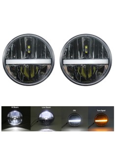 Fanali LED 7- Pollici 6000K DRL e Freccia Omologato 55W Wrangler Harley Moto Quad 2