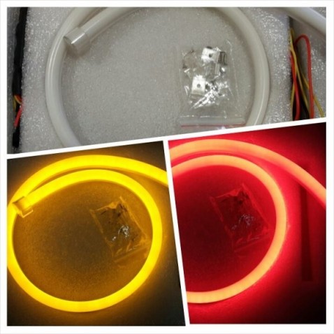 Drl Flessibile Sequenziale Rosso/Ambra Flex Tube 60 Cm