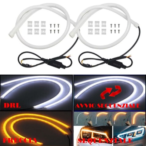 Coppia Flex Led Rosso 60 Cm Posizione e Stop Strip Faro Posteriore Cut Light 12V