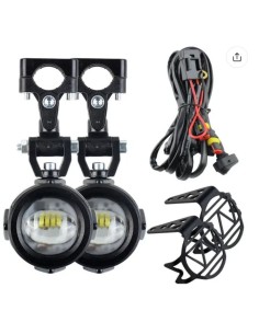 Coppia Faretti Aggiuntivi Led Moto 40W 6000k Cablaggio Staffe e Pulsante Accensione
