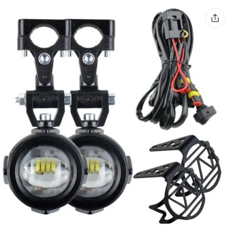 Coppia Faretti Aggiuntivi Led Moto 40W 6000k Cablaggio Staffe e Pulsante Accensione