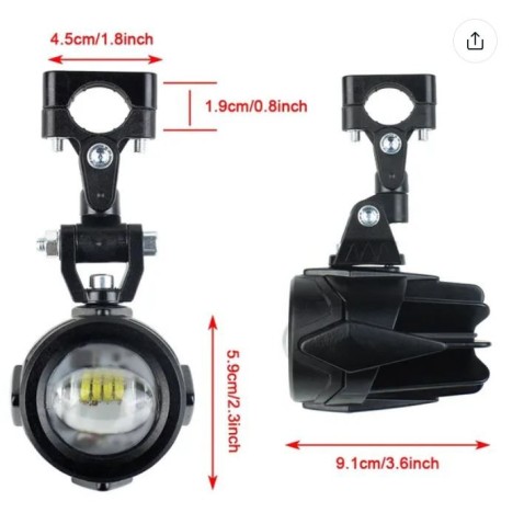 Coppia Faretti Aggiuntivi Led Moto 40W 6000k Cablaggio Staffe e Pulsante Accensione