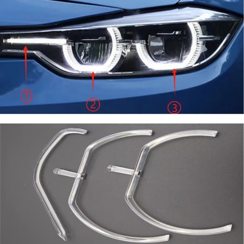 Fibra Ottica Policarbonato Sinistro DRL BMW Serie 3 F35 FULL LED Ricambio Faro Led Acrylic Tube Guide Strip Light