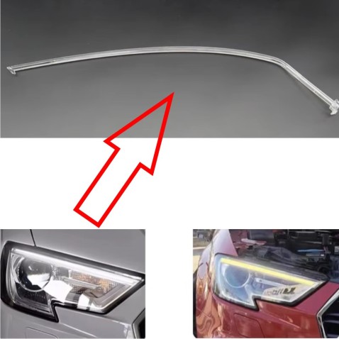 Acrylic Tube Light Guide Strip Light DRL Destro Audi A3 8V Restyling Ricambio Faro Valeo Fibra Ottica Policarbonato