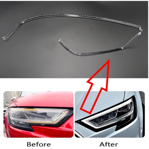 Acrylic Tube Light Guide Strip Light DRL Sinistro Audi A3 8V Restyling Ricambio Faro Full Led Fibra Ottica Policarbonato