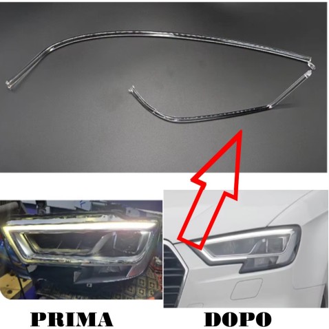 Acrylic Tube Light Guide Strip Light DRL Sinistro Audi A3 8V Restyling Ricambio Faro MATRIX Fibra Ottica Policarbonato
