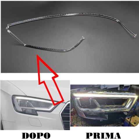 Acrylic Tube Light Guide Strip Light DRL Destro Audi A3 8V Restyling Ricambio Faro MATRIX Fibra Ottica Policarbonato