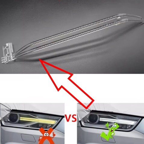 Acrylic Tube Light Guide Strip Light DRL Destro Audi Q3 Ricambio Faro Led Fibra Ottica Policarbonato