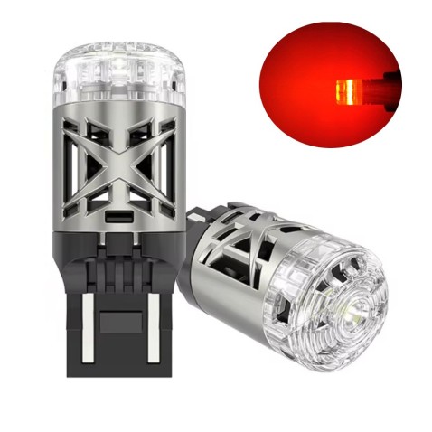 Lampada LED W21/5W Rossa Posizione Stop T20 7443 CANBUS 2000 Lumen Sostituzione