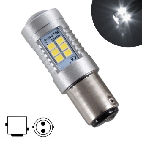 Lampada Led P21/5W Bay15d Led 21 x 3030 SMD Bianco 6000k con Lente